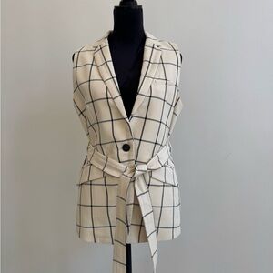 Rag & Bone Women's Cream Checkered Vest Jacket